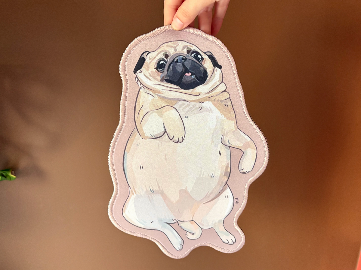 Pug Mousepad 28.5x18.5cm: Seamed edge