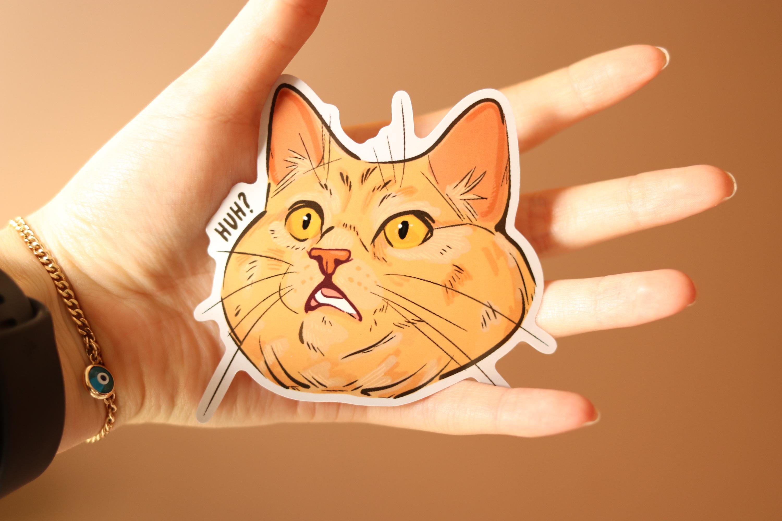 Confused Cat Sticker: Funny Laptop Decal, Water Resistant