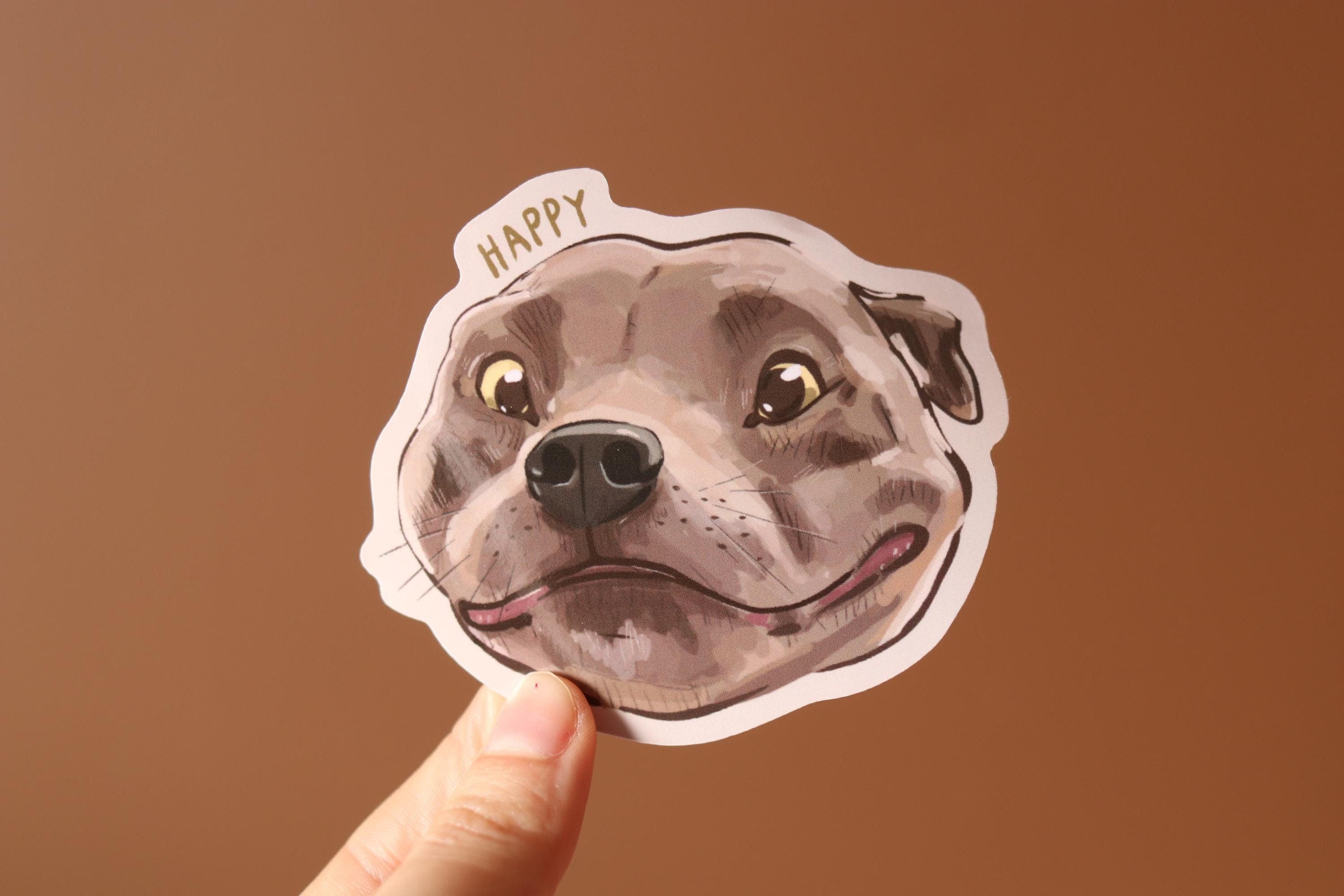 Happy Staffy Vinyl Sticker: Staffordshire Bull Terrier Decal (3x3")