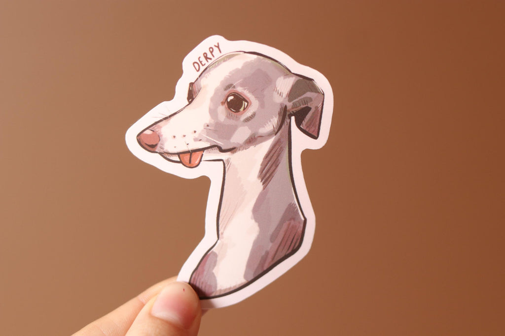 Derpy Whippet Sticker | Dog Vinyl Decal