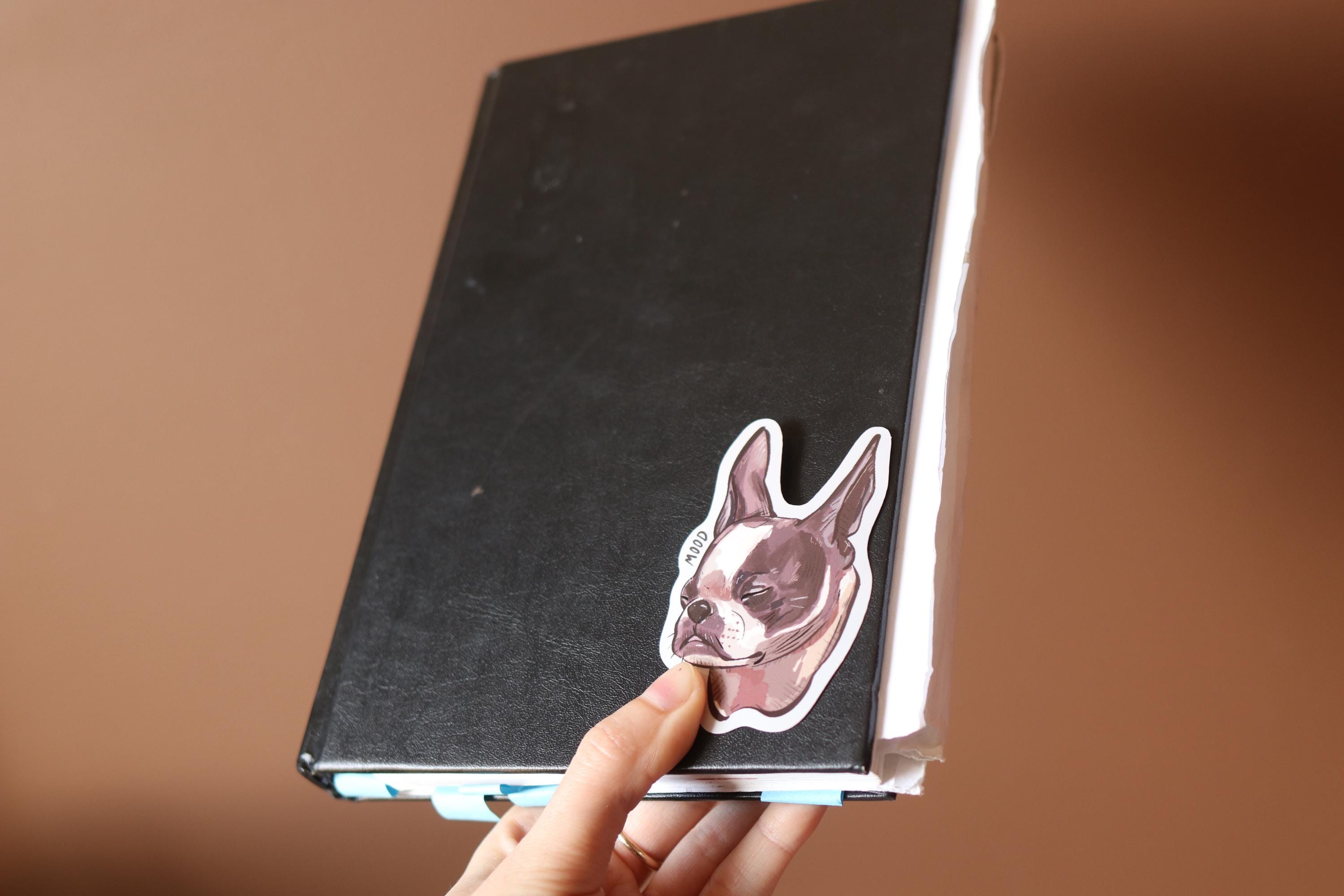 Moody French Bulldog Vinyl Sticker: Dog Stationery Decal