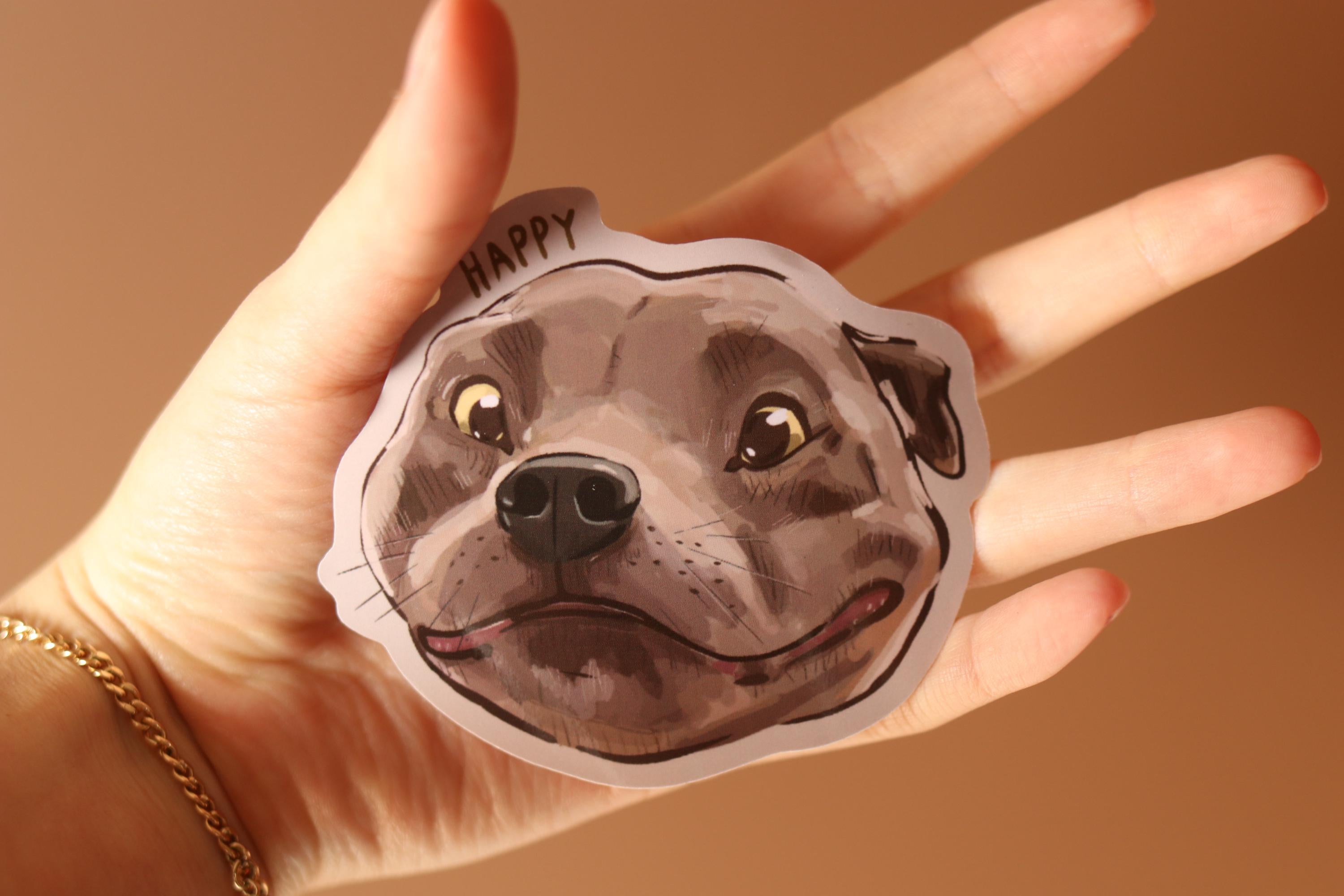Happy Staffy Vinyl Sticker: Staffordshire Bull Terrier Decal (3x3")