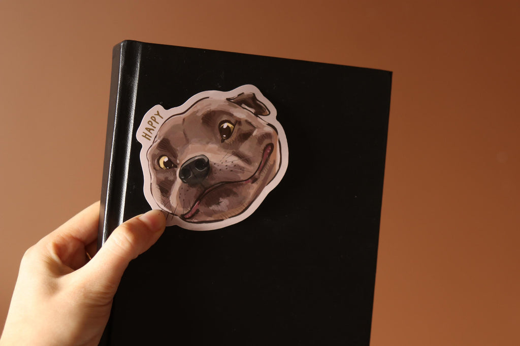 Happy Staffy Vinyl Sticker: Staffordshire Bull Terrier Decal (3x3")