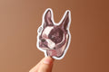 Moody French Bulldog Vinyl Sticker: Dog Stationery Decal