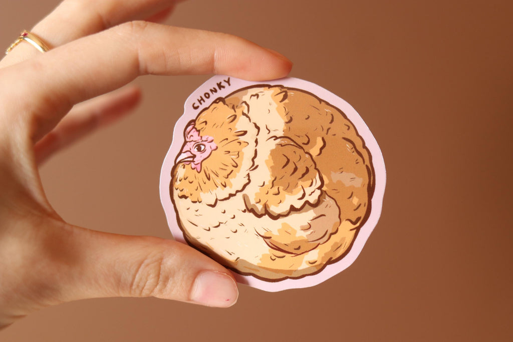 Chonky Chicken Vinyl Sticker | Meme Decal, Water Resistant