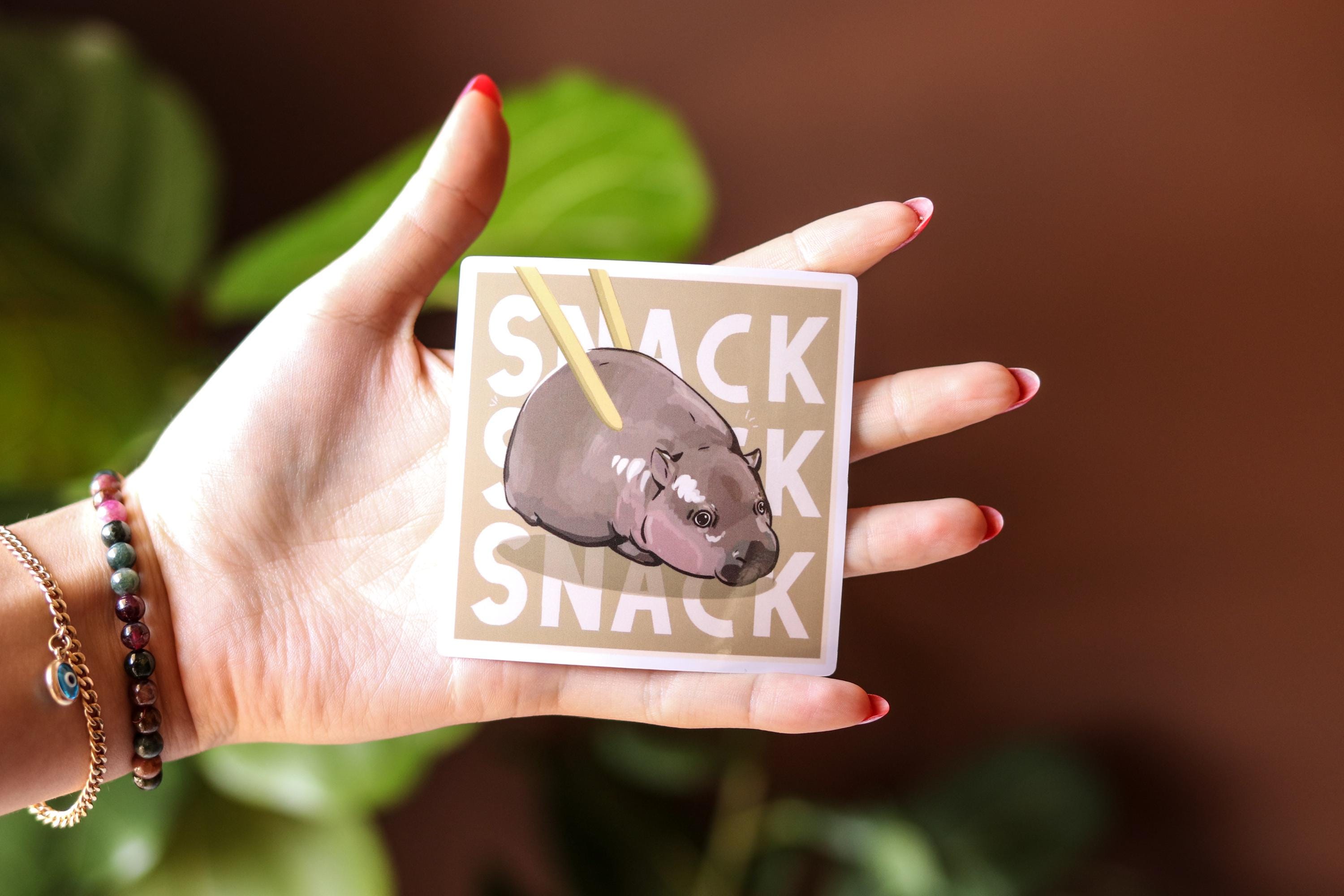 Snack Hippo Vinyl Sticker: Chonky Pygmy Hippo Laptop Decal