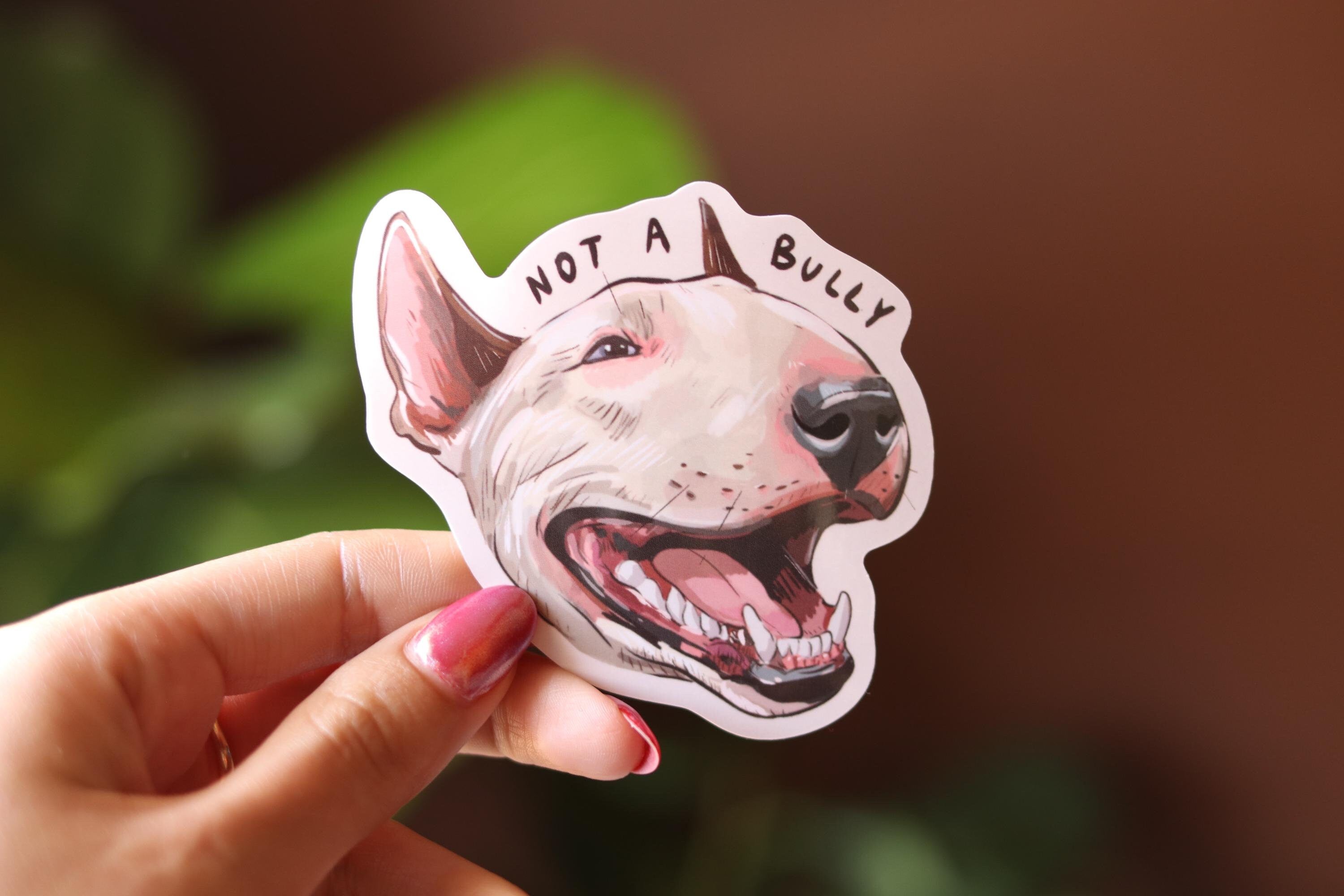 Happy Bull Terrier Vinyl Sticker | Water Resistant Dog Decal