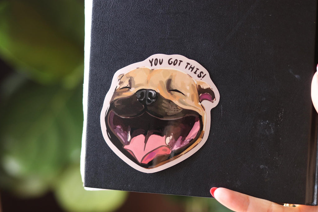 Happy Pitbull Vinyl Sticker: Dog Laptop Decal