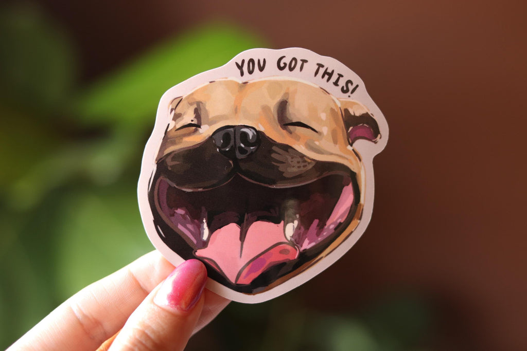 Happy Pitbull Vinyl Sticker: Dog Laptop Decal