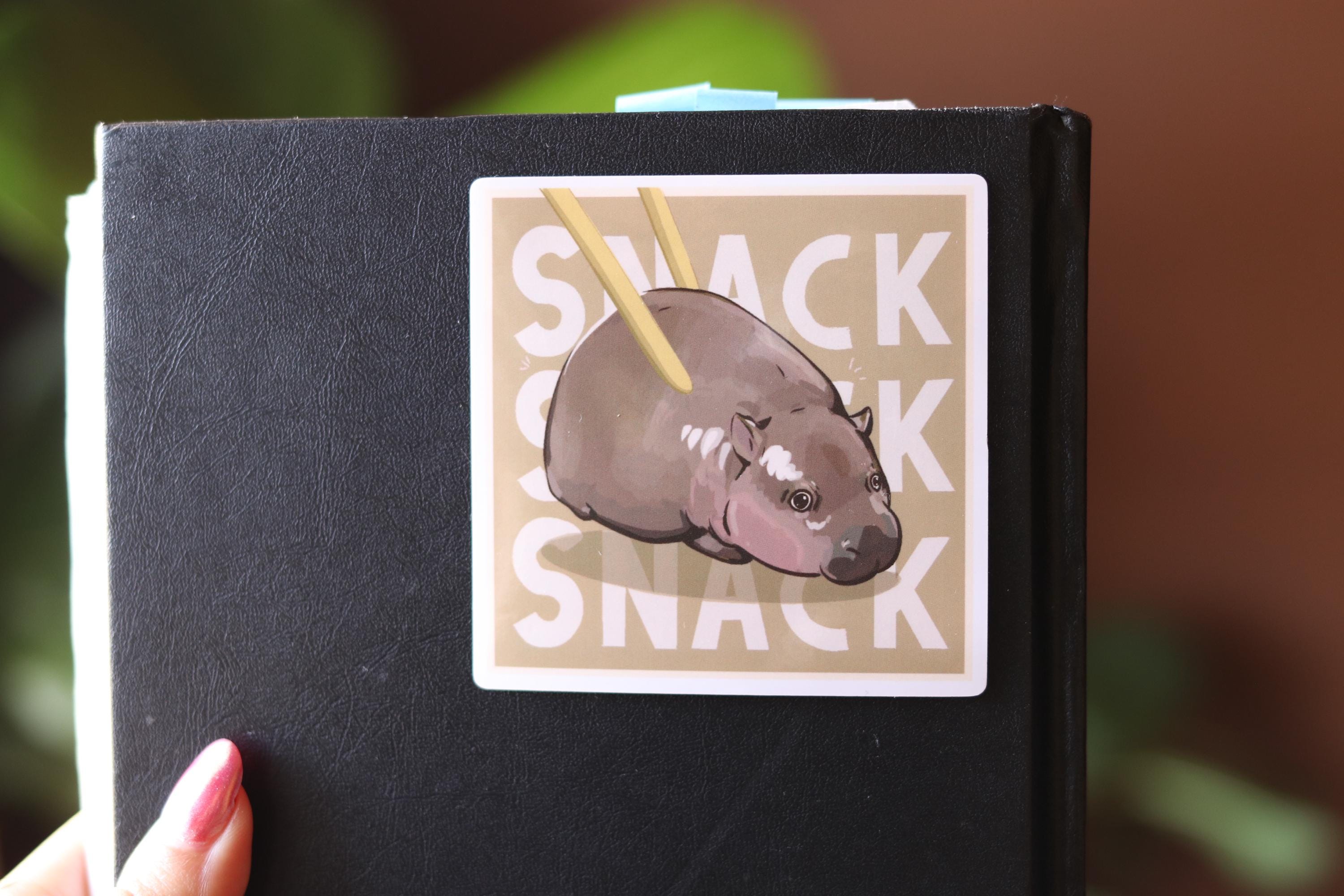 Snack Hippo Vinyl Sticker: Chonky Pygmy Hippo Laptop Decal