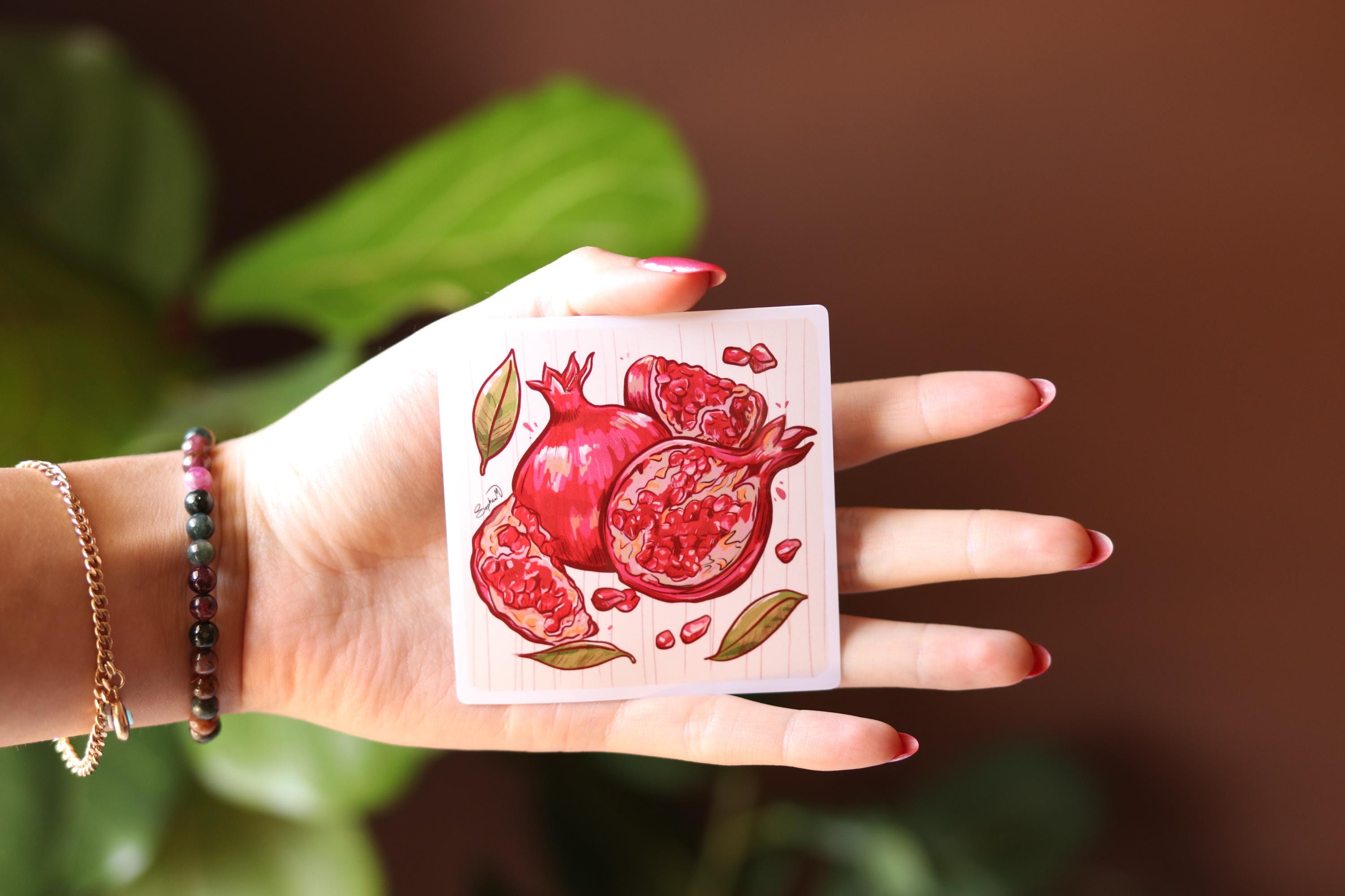 Pomegranate Vinyl Sticker 3" by 3" | Fruit stationary | laptop Decal