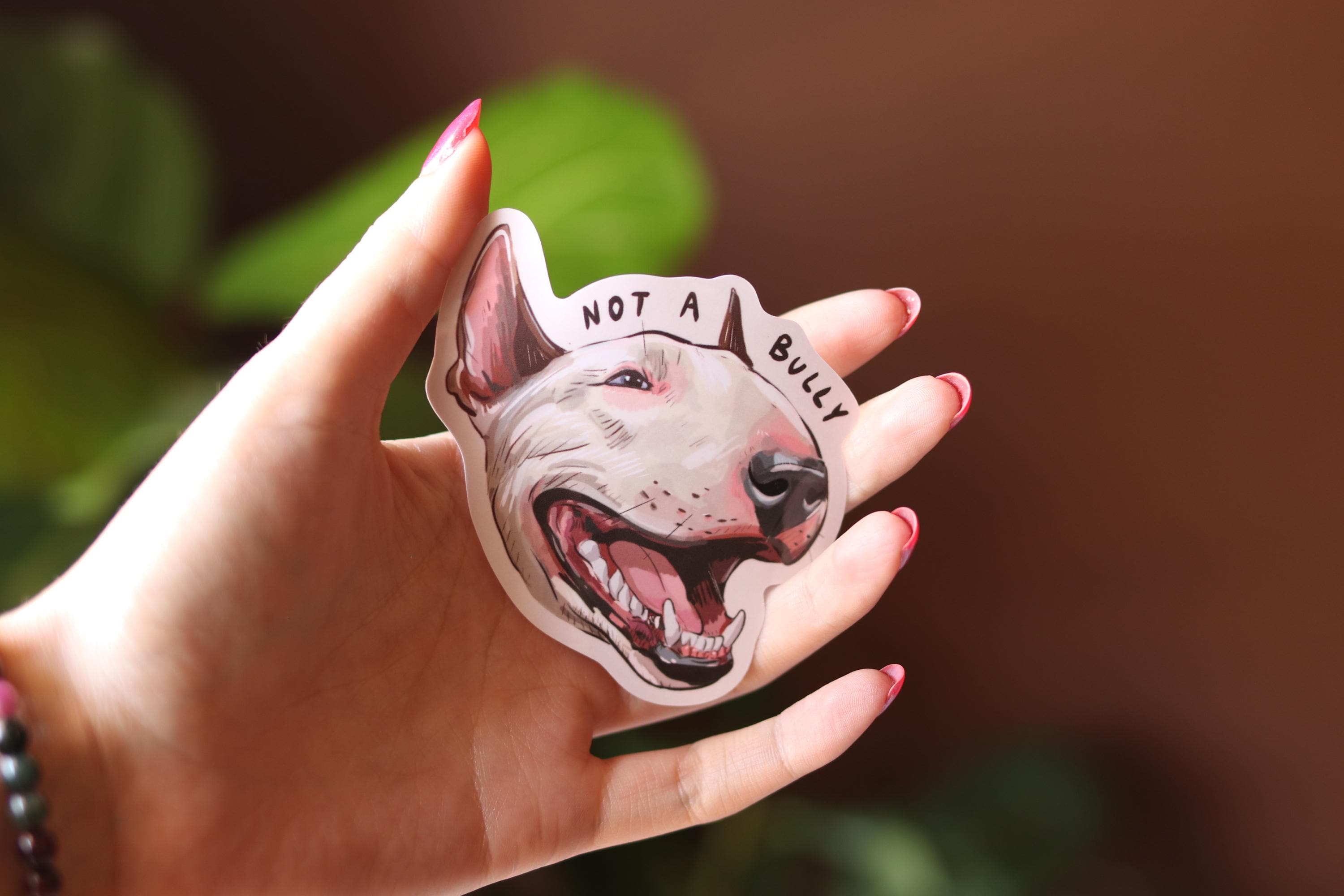 Happy Bull Terrier Vinyl Sticker | Water Resistant Dog Decal