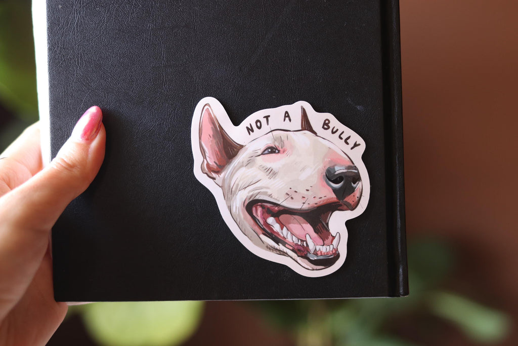 Happy Bull Terrier Vinyl Sticker | Water Resistant Dog Decal
