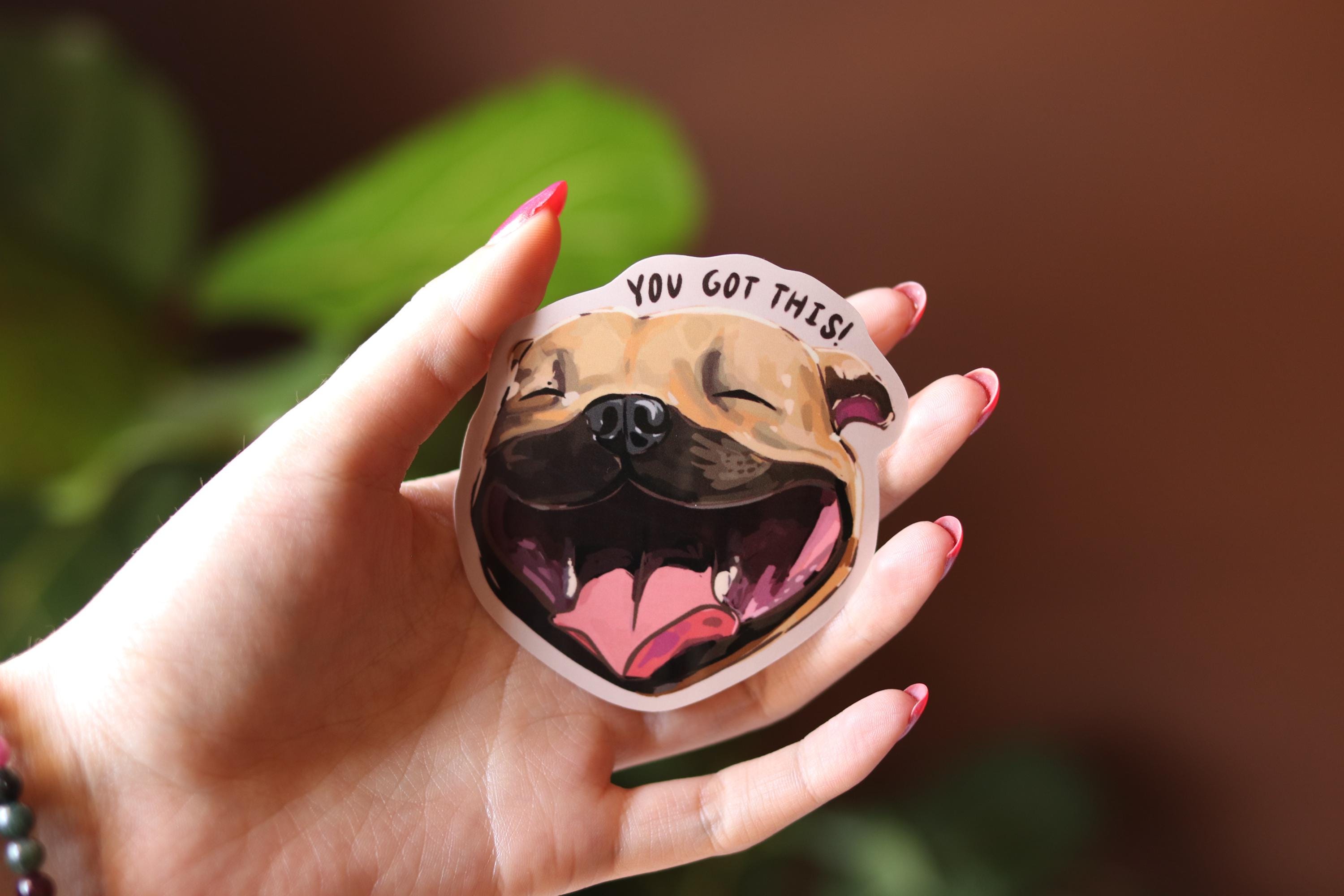 Happy Pitbull Vinyl Sticker: Dog Laptop Decal