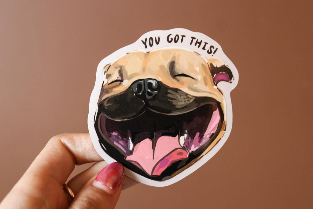 Happy Pitbull Vinyl Sticker: Dog Laptop Decal