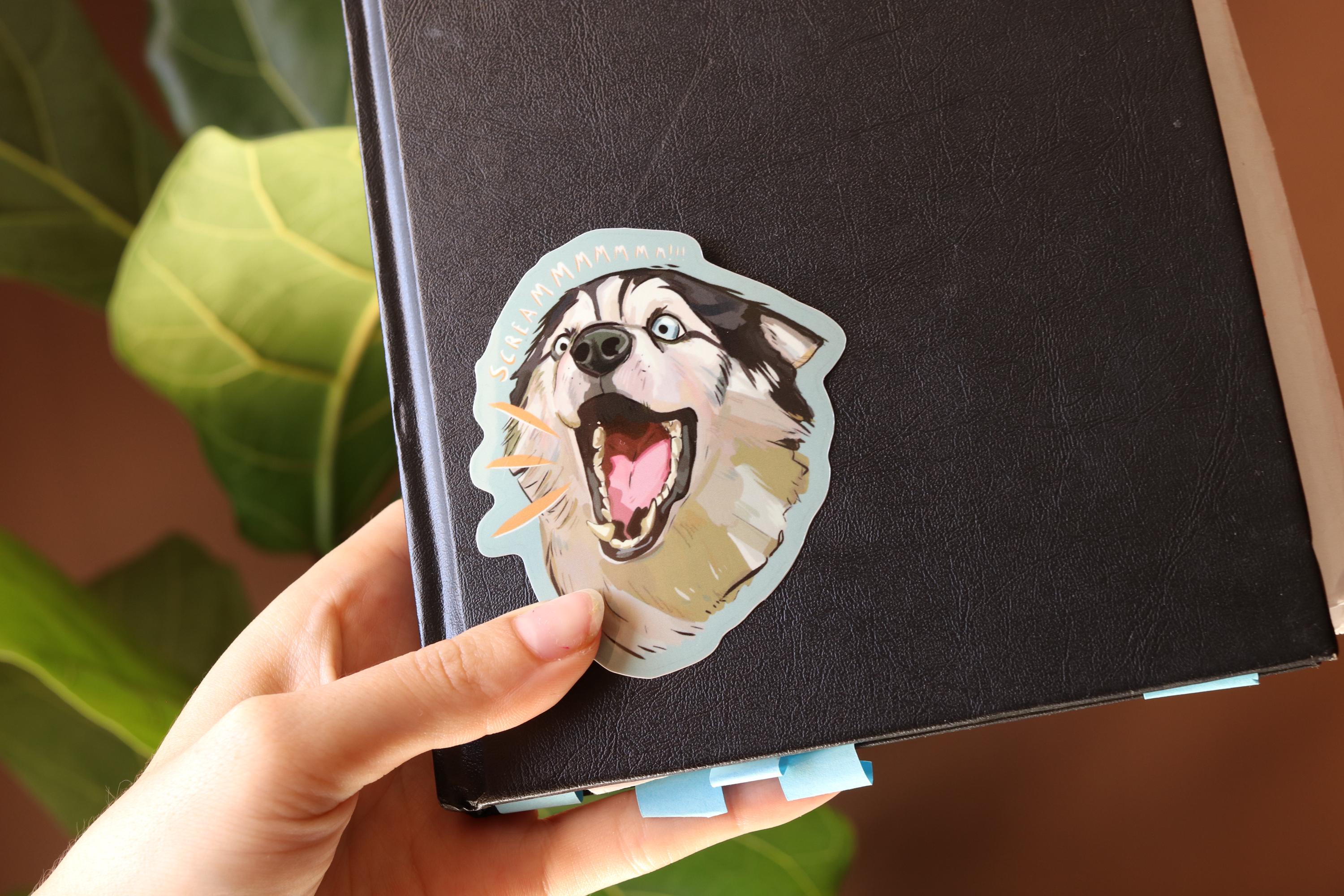 Screaming Siberian Husky Vinyl Sticker - Dog Laptop Decal