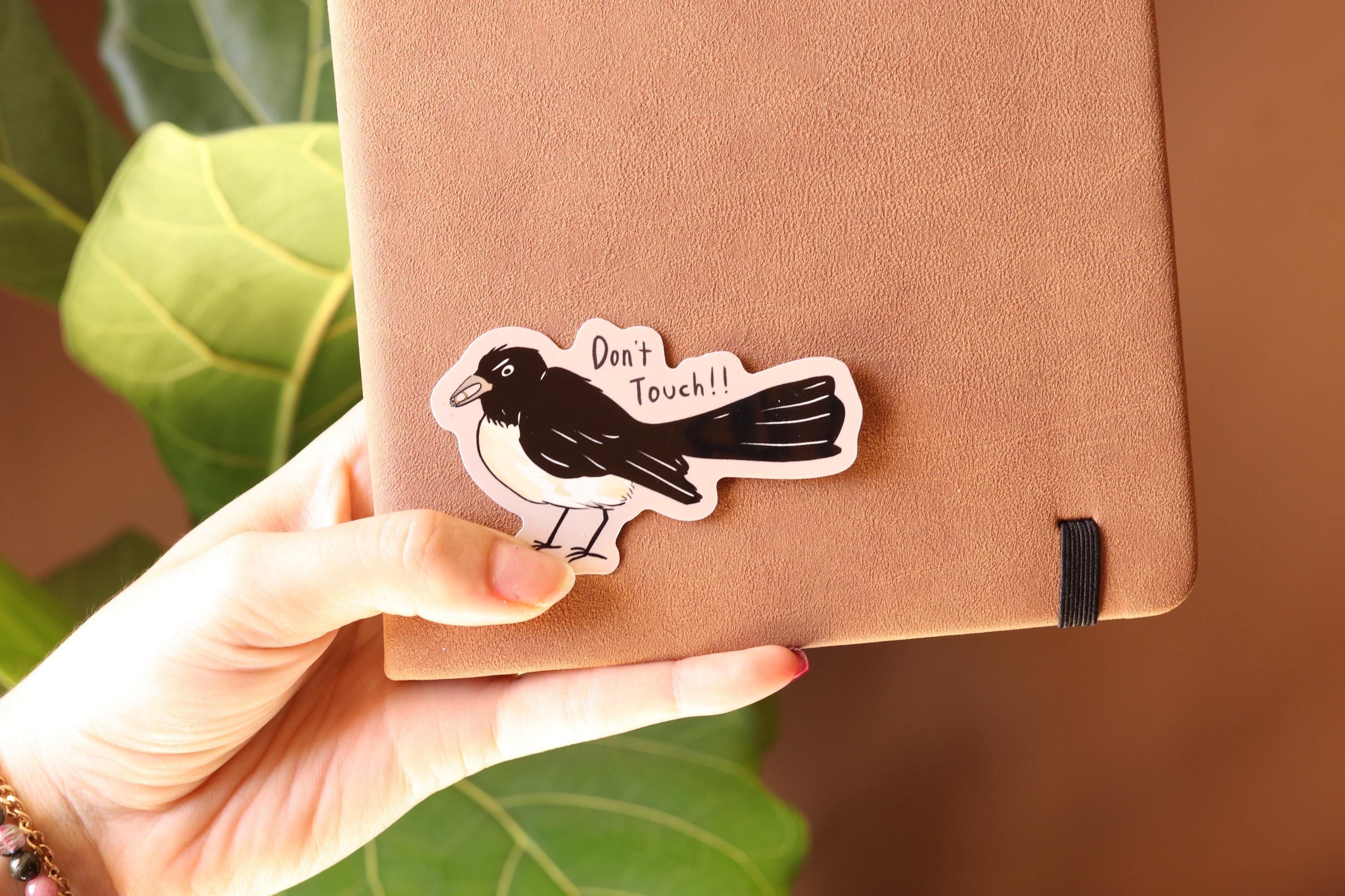 Angry Willie Wagtail Vinyl Sticker: Don't Touch Laptop Decal