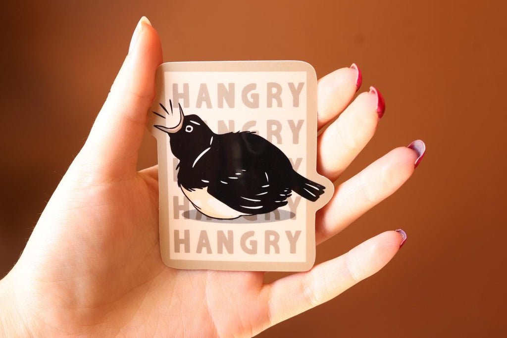 Hangry Willie Wagtail Vinyl Sticker - Australian Bird Decal
