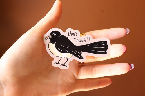 Angry Willie Wagtail Vinyl Sticker: Don't Touch Laptop Decal