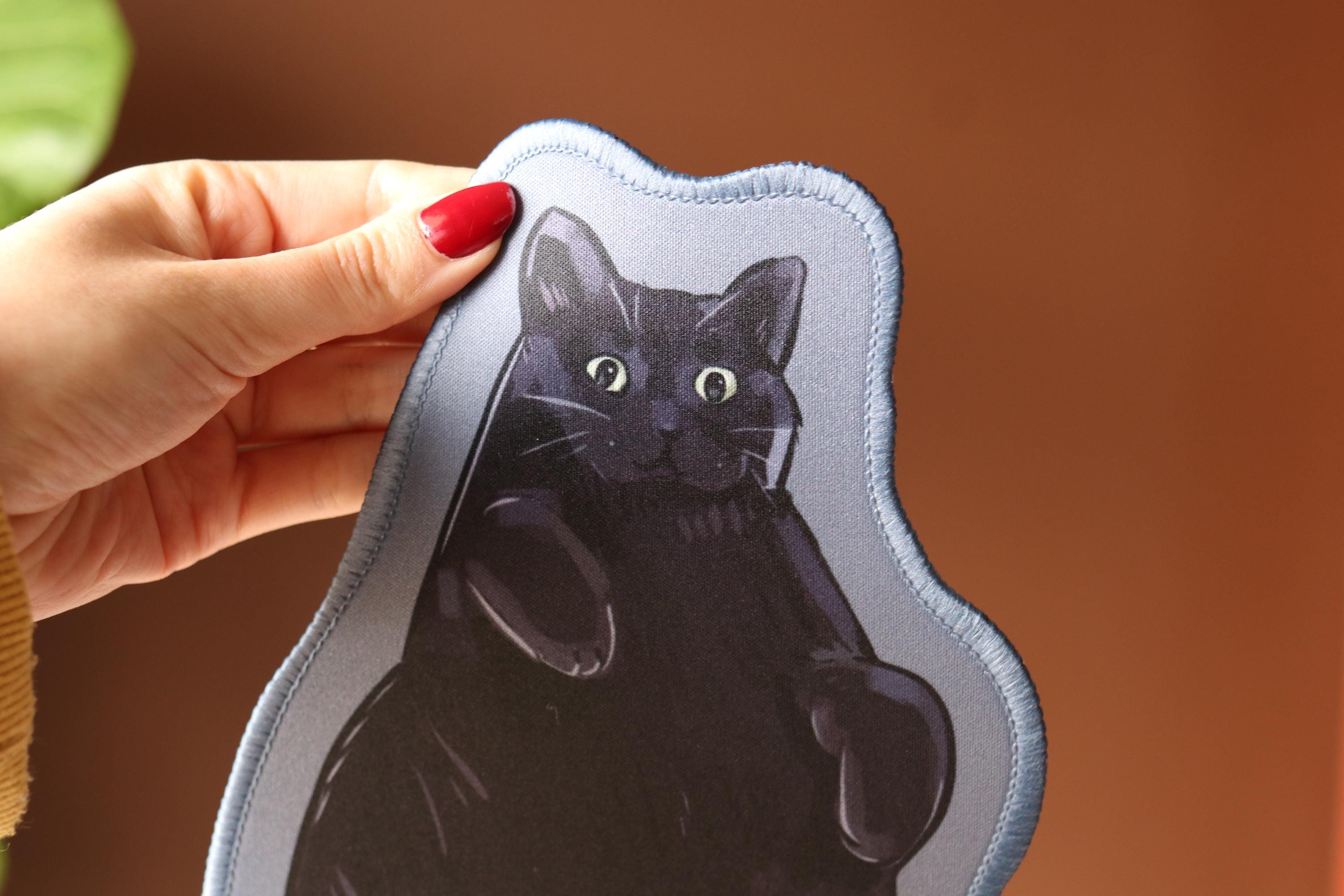 Chonky Black Cat Mousepad 26x15cm | Seamed edge | Non-slip rubber base | Cat lovers