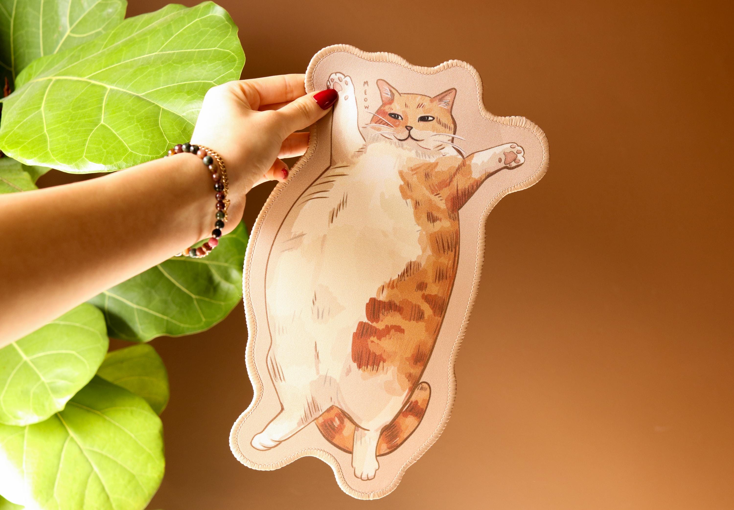 Chonky Orange Cat Mousepad 26x15cm | Seamed edge | Non-slip rubber base | Cat lovers