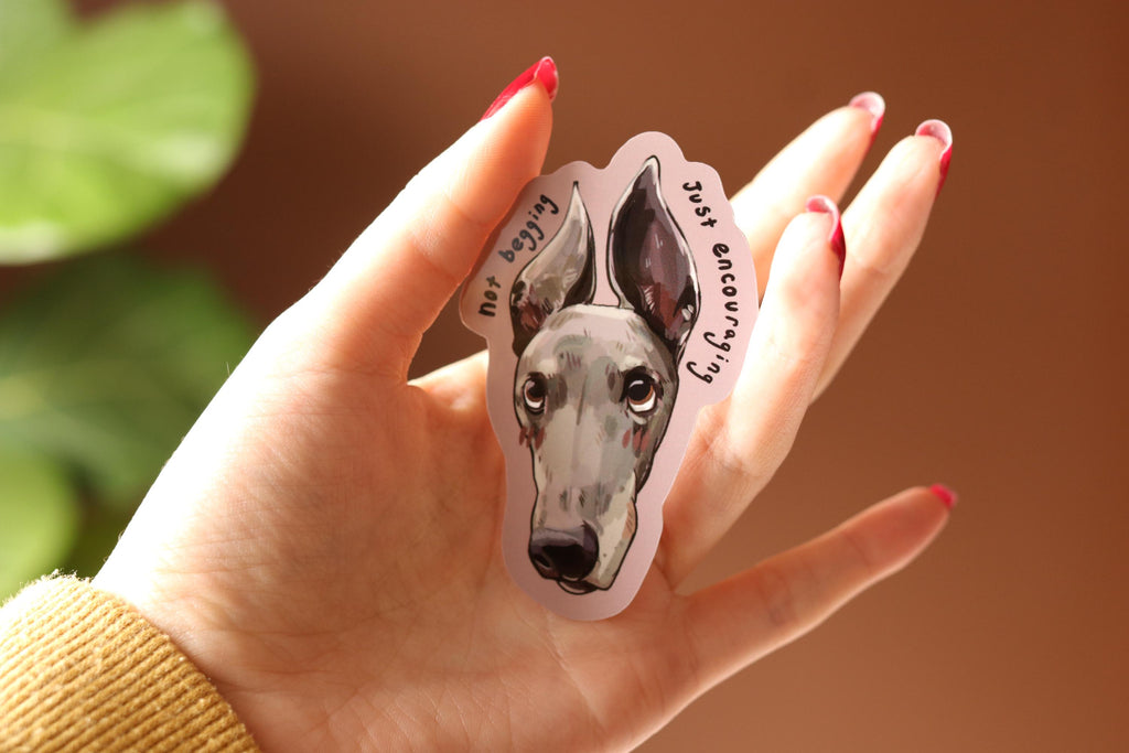 Begging Greyhound Sticker | Dog Laptop Decal