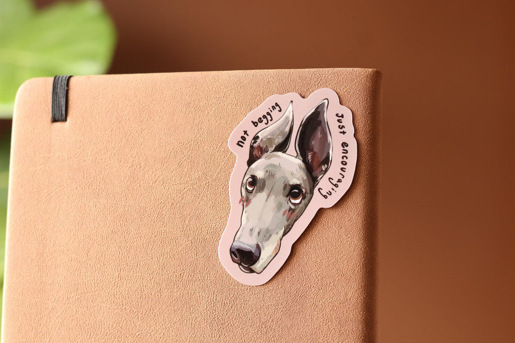 Begging Greyhound Sticker | Dog Laptop Decal