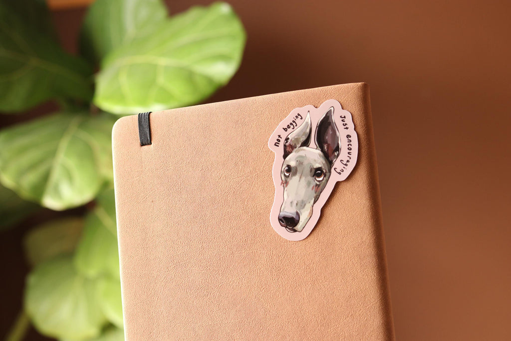 Begging Greyhound Sticker | Dog Laptop Decal
