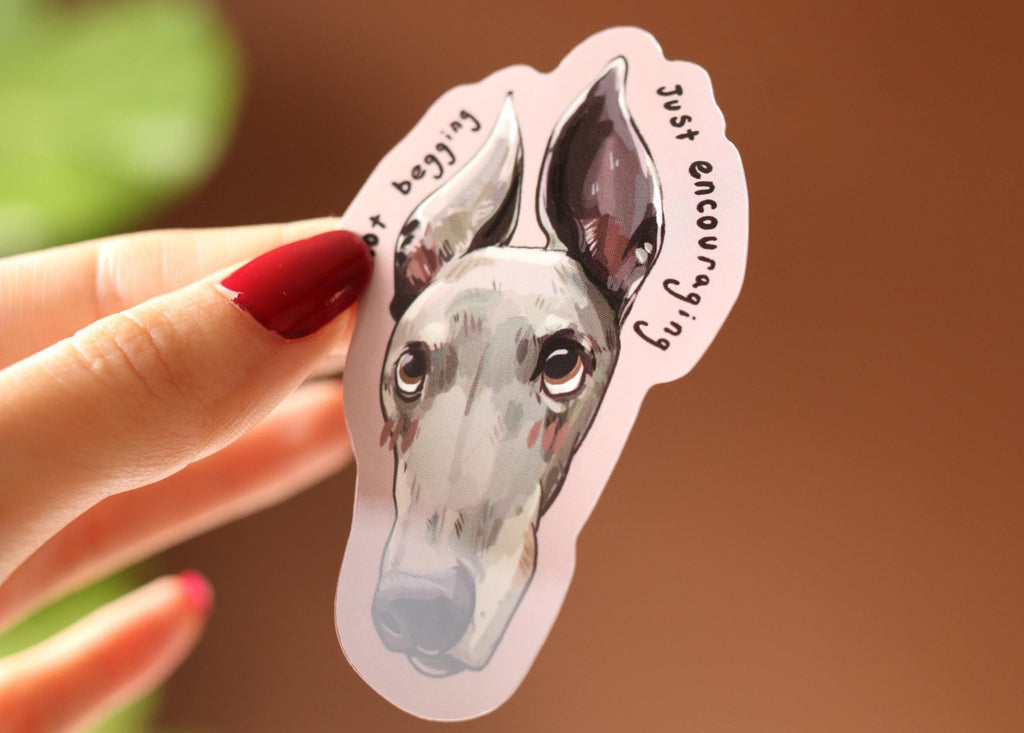 Begging Greyhound Sticker | Dog Laptop Decal