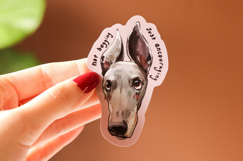 Begging Greyhound Sticker | Dog Laptop Decal