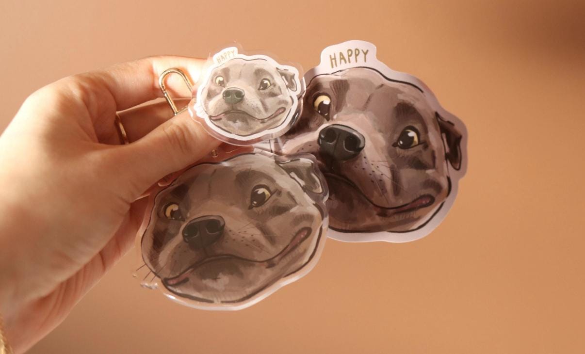 Happy Staffy Vinyl Sticker: Staffordshire Bull Terrier Decal (3x3")