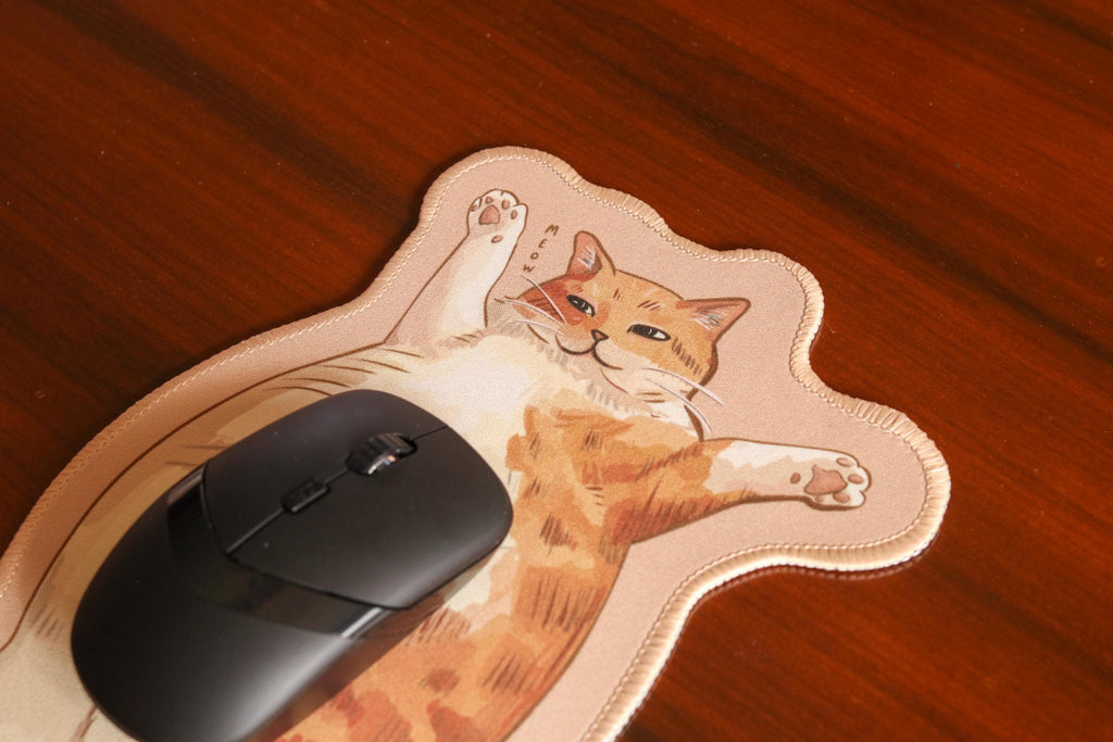 Chonky Orange Cat Mousepad 26x15cm | Seamed edge | Non-slip rubber base | Cat lovers