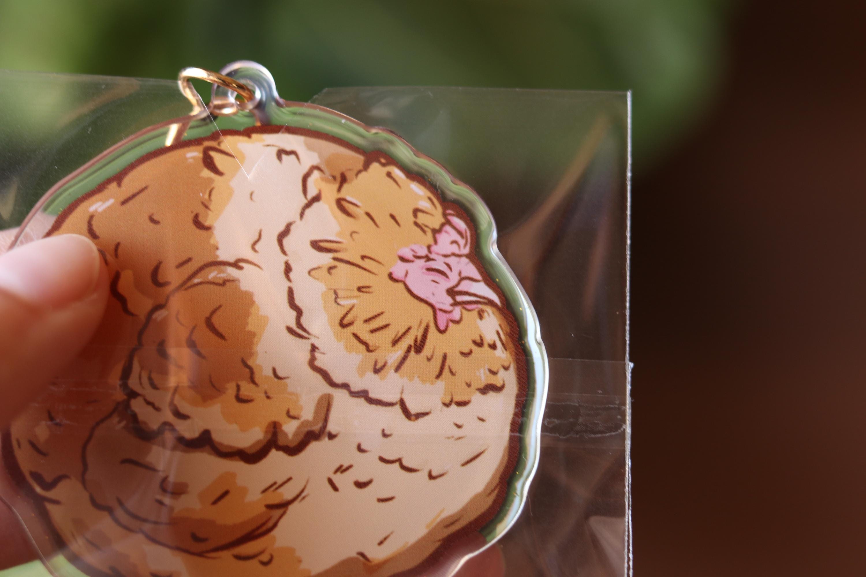 Sparkly Chicken Keychain: Double-Sided Epoxy Acrylic Charm