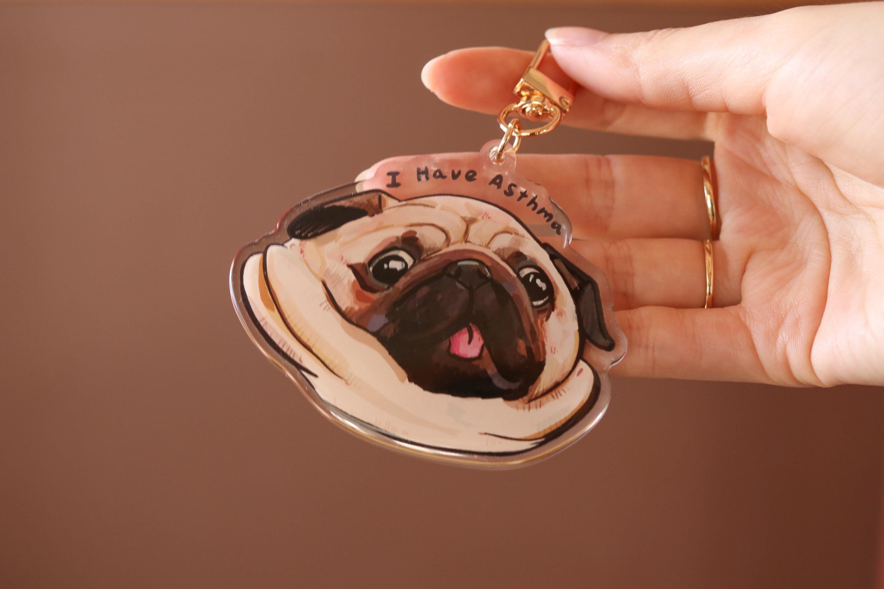 Pug Keychain double side epoxy (3"-2.5") I Dog Lover I Asthma Keychain