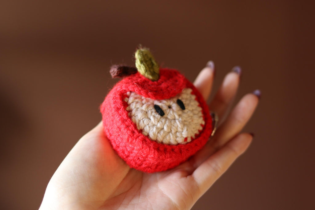 Crochet Red Apple Case: AirPods Pouch & Coin Purse