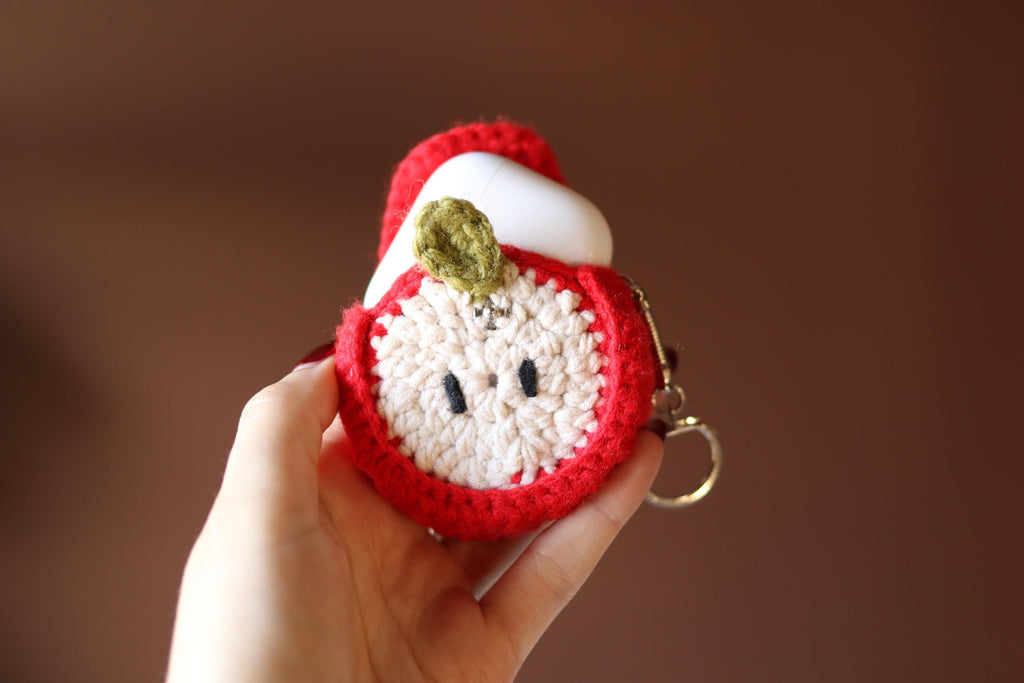 Crochet Red Apple Case: AirPods Pouch & Coin Purse