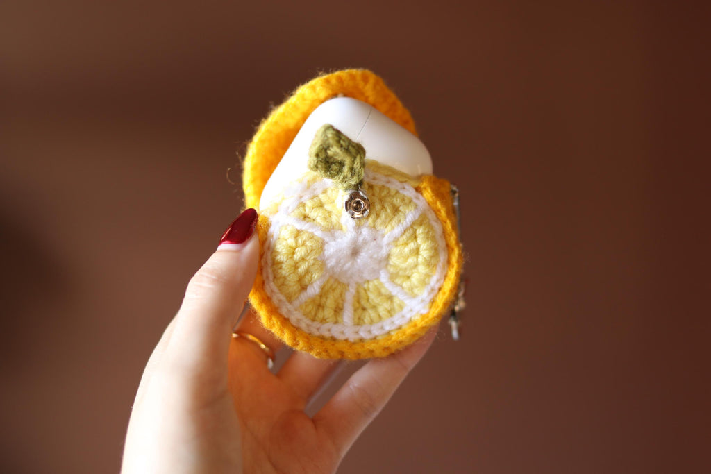 Crochet Lemon Case: AirPods Pouch & Coin Purse