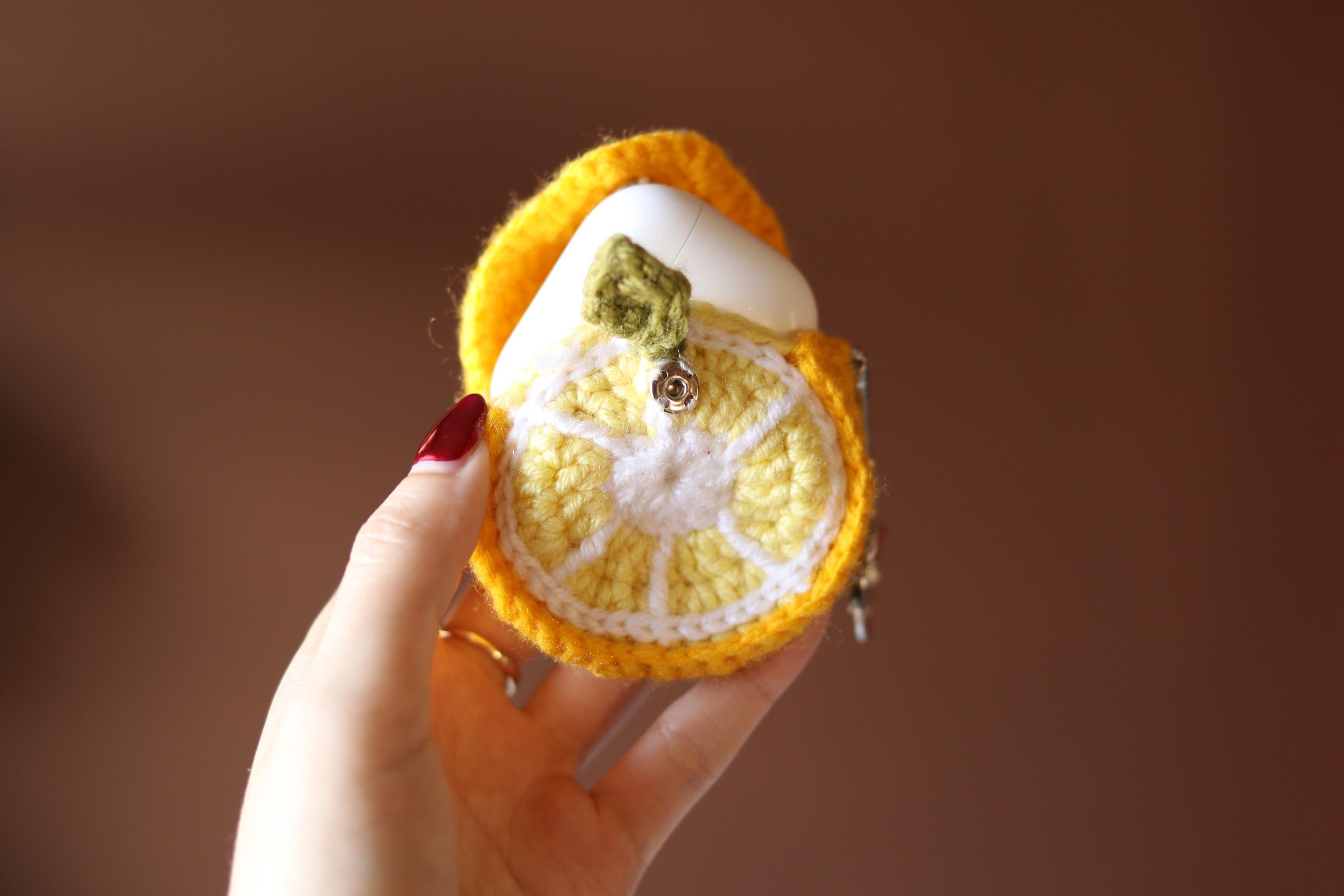 Crochet Lemon Case: AirPods Pouch & Coin Purse