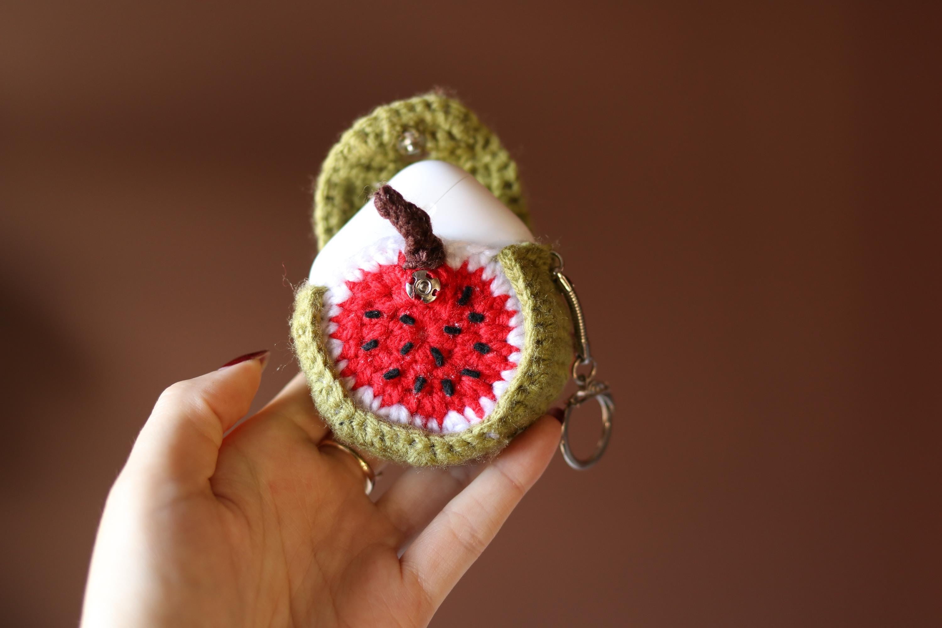 Crochet Watermelon Case: AirPods Pouch & Coin Purse