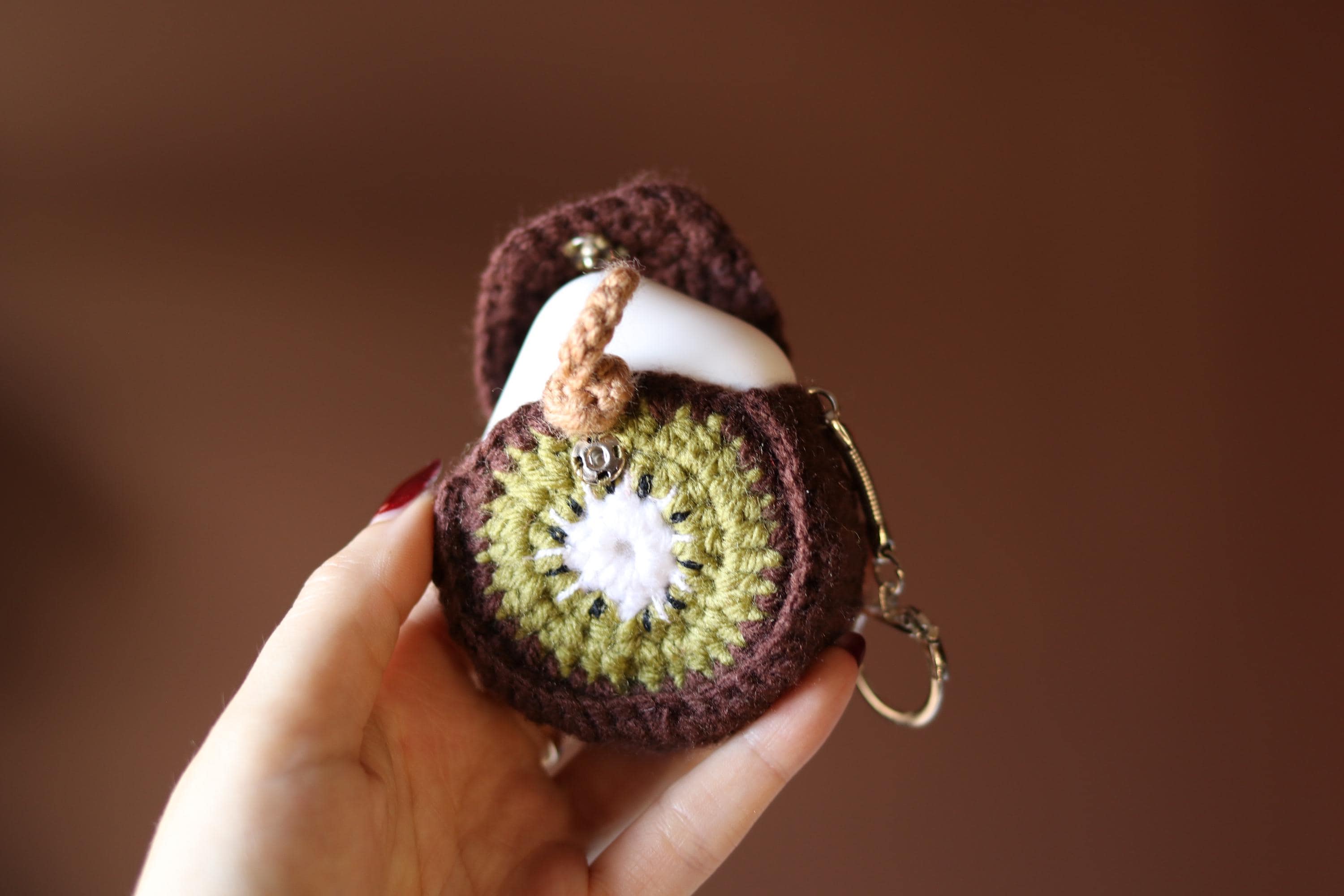Crochet Kiwi Case: AirPods Pouch & Coin Purse