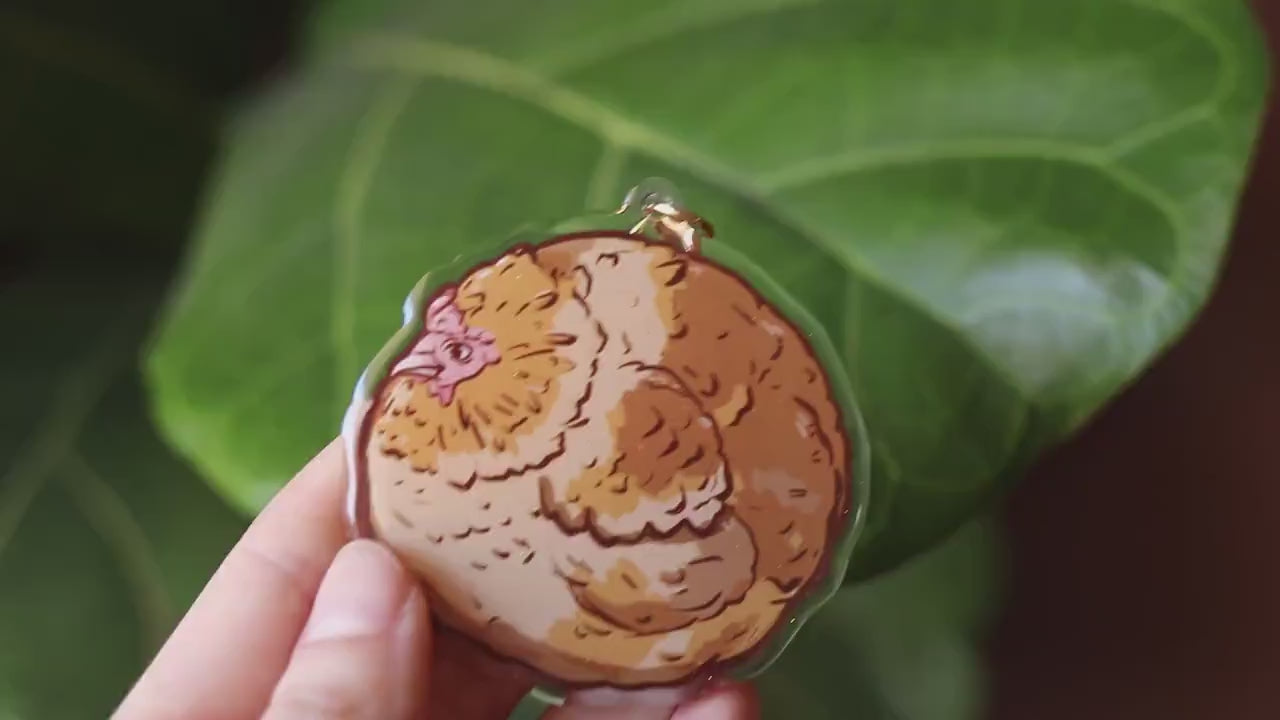 Sparkly Chicken Keychain: Double-Sided Epoxy Acrylic Charm