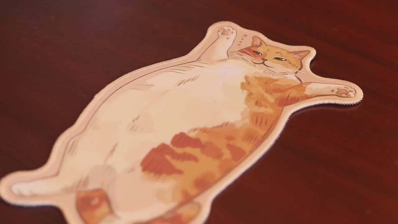 Chonky Orange Cat Mousepad 26x15cm | Seamed edge | Non-slip rubber base | Cat lovers