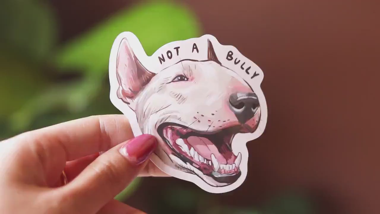 Happy Bull Terrier Vinyl Sticker | Water Resistant Dog Decal
