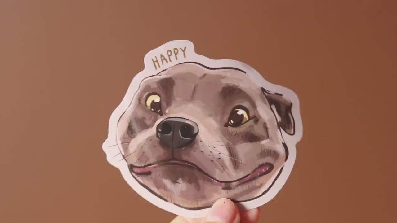 Happy Staffy Vinyl Sticker: Staffordshire Bull Terrier Decal (3x3")